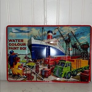 Vintage England 1950s Water Colour Paint Box tin metal